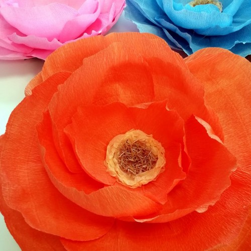 Бумажный цветок для оформления "Ева" orange